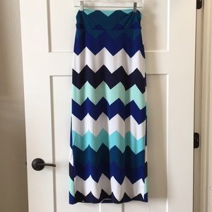 Blue, Teal, and White Maxi Skirt